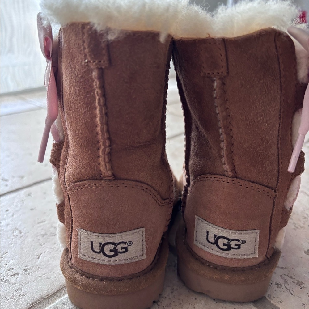 UGG Kids Tan Boots with Pink Details